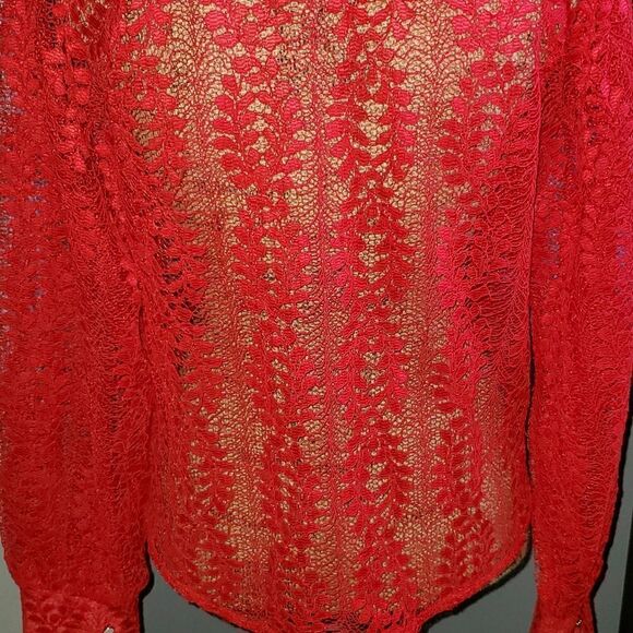 Red heavy lace blouse - Picture 1 of 5